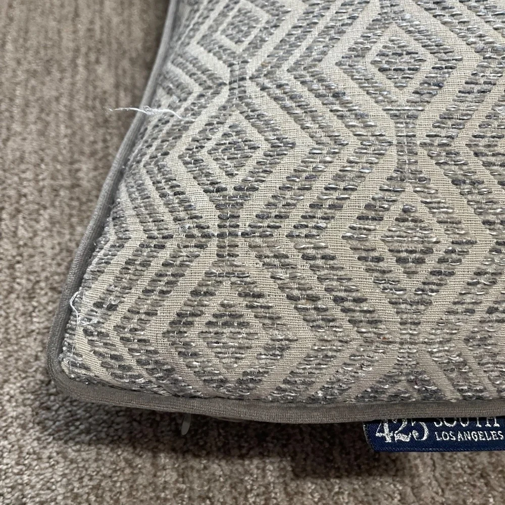 Silver Gray & White Decorative Throw Pillow –‎ Feather Filled – 22.5